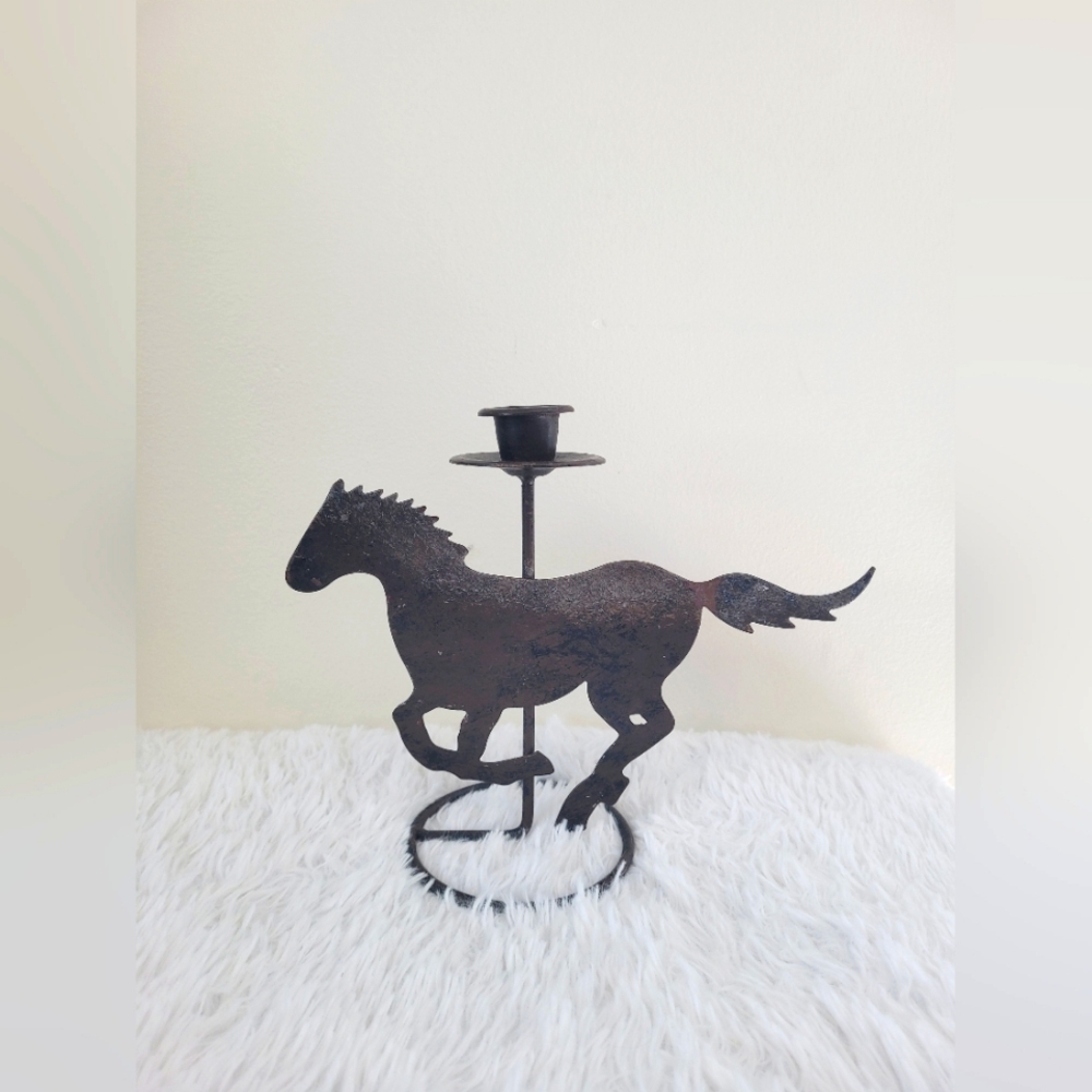 Rustic Horse Metal Candle Holder